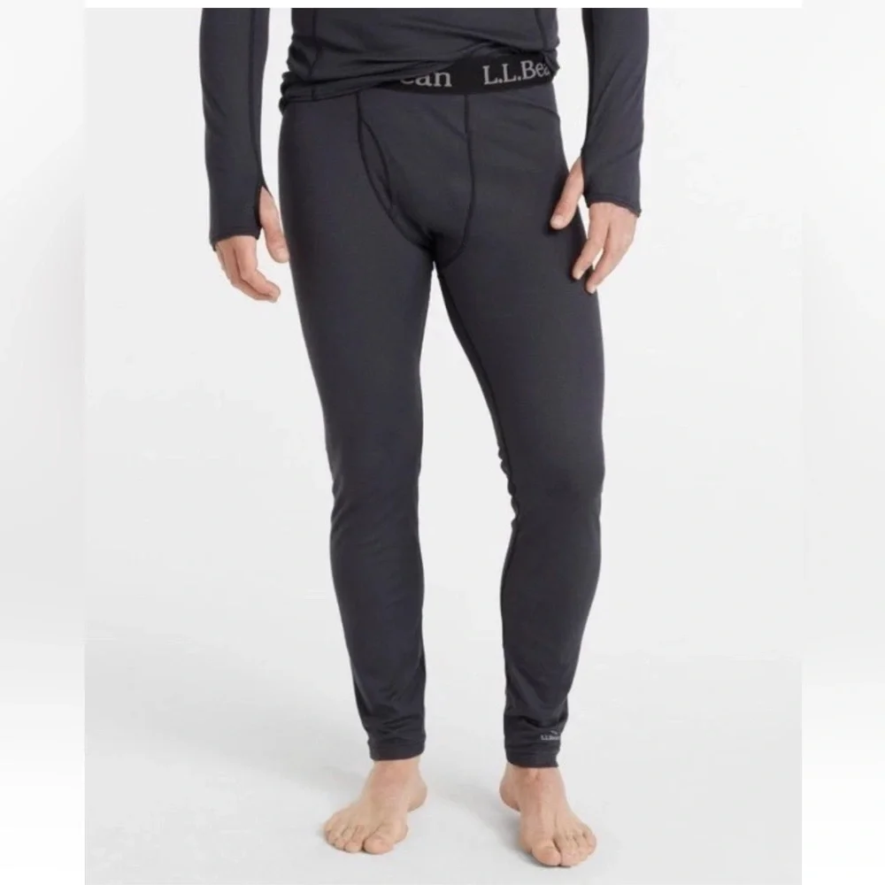 LL Bean Mens Base Layer Pants XXL Gray Waffle Knit Thermal Leggings 0486